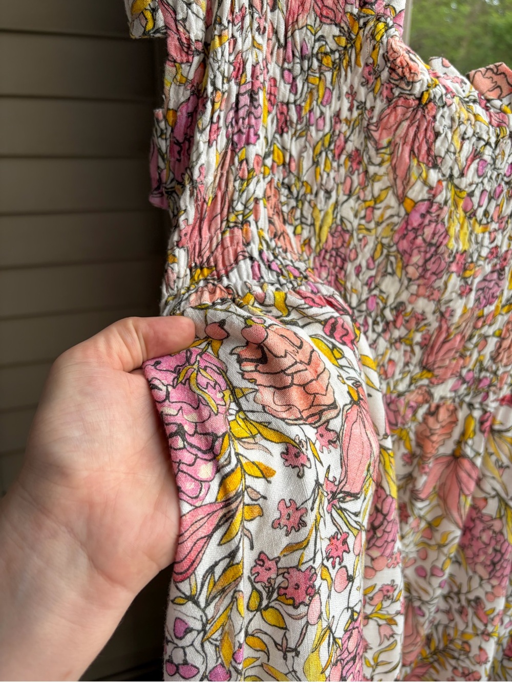 🆕💖 Abbey Glass XL Floral Linen Blend Smocked Maxi Dress Cottagecore Sundress - Picture 12 of 17